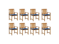 Cadeiras De Jardim Com Almofadões 8 Pcs Acácia Maciça Dkd Home Decor