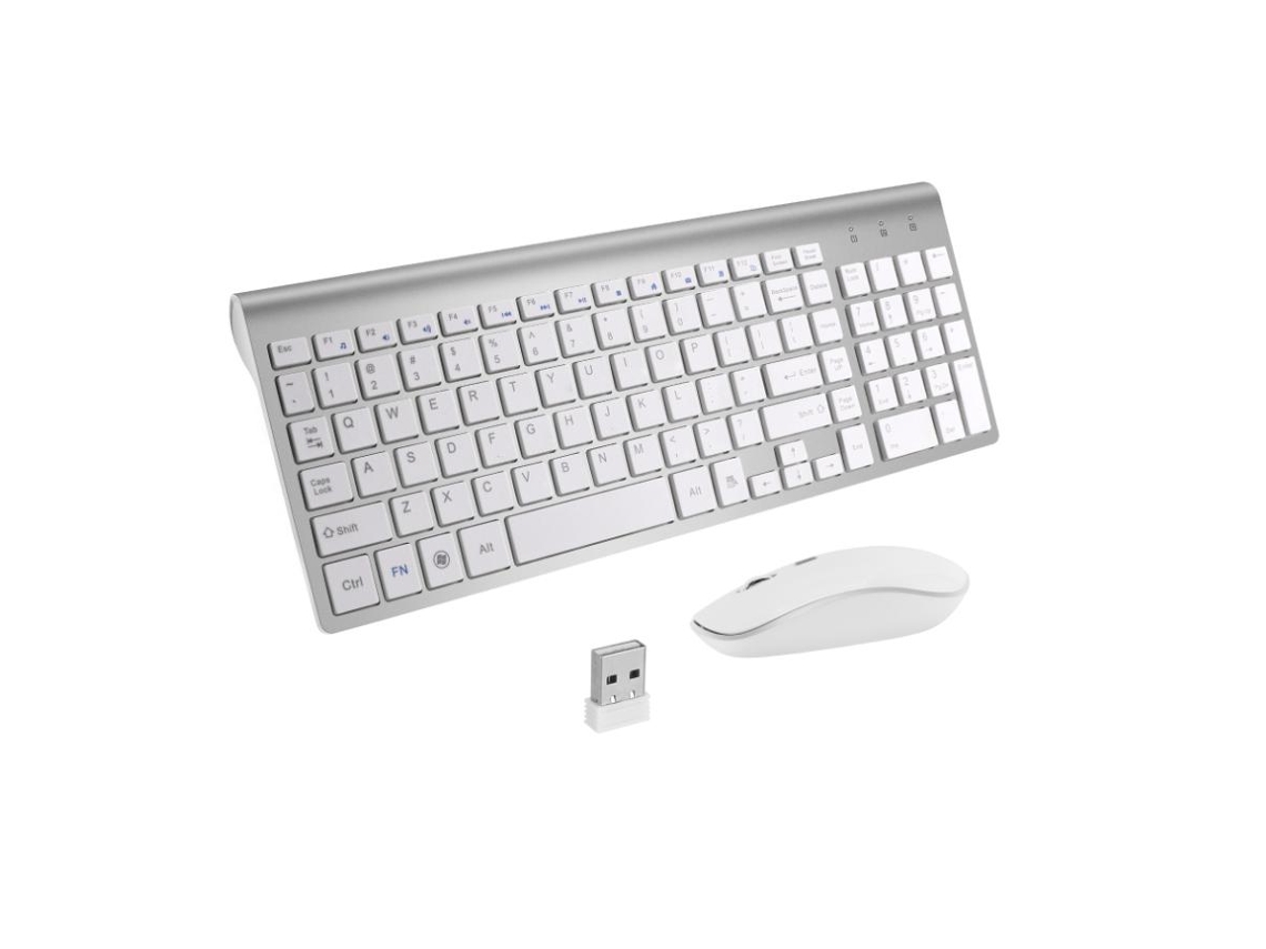 Conjunto De Teclado E Mouse Sem Fio (branco), Design Ultrafino