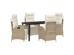 Conjunto 5 De Jantar De Jardim De Vidaxl Bege Rattan Poli