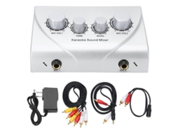Mixer Karaokê 2 Entradas Microfone Plugue Us 110 240v Prata