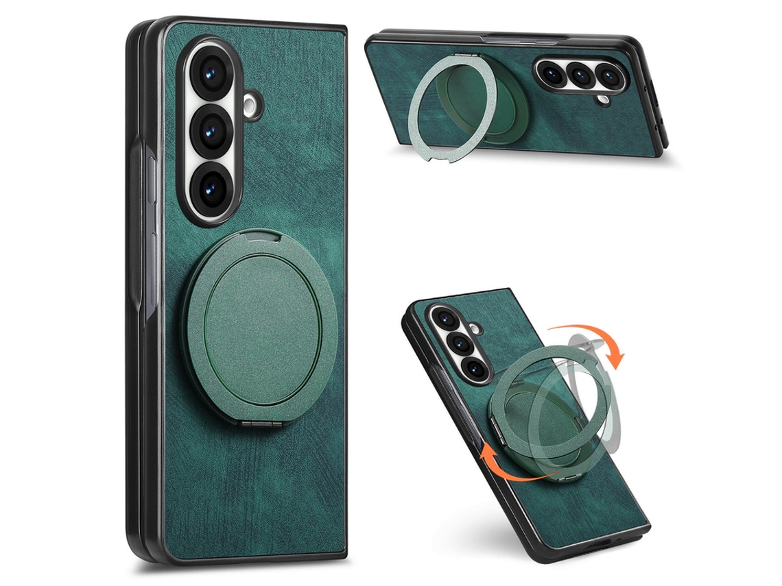 Capa Para Samsung Galaxy Z Fold 7 Anel Suporte Ângulo Ajustável Verde Czhhmart