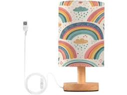Abajur De Cabeceira Boêmio Com Estampa Arco Íris Para Quarto, Luminária De Cabeceira Led, Luminária De Leitura Com