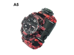 Em 1 Relógio De Sobrevivência Ao Ar Livre Tático Paracord Pulseira Relógio Com Bússola Raspador Ritmo Paracord Apito Ferramentas De Acampamento