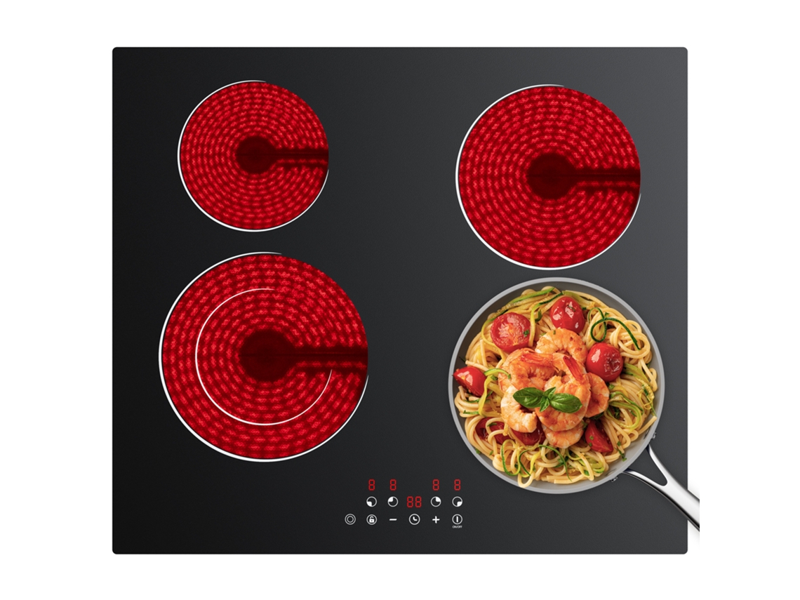 Placa De Vitrocerâmica Ciarra 59cm 4 Zonas 6400w Função Boost Touch Control 9 Niveles Função De Temporizador Cdver64b Cdv