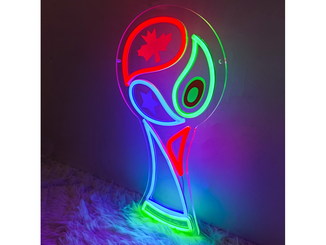 Luminária de Néon Decorativa Led, Luz Noturna com Interface Usb, Presente Infantil, Tema Copa do Mundo de Futebol BRILVIBERA