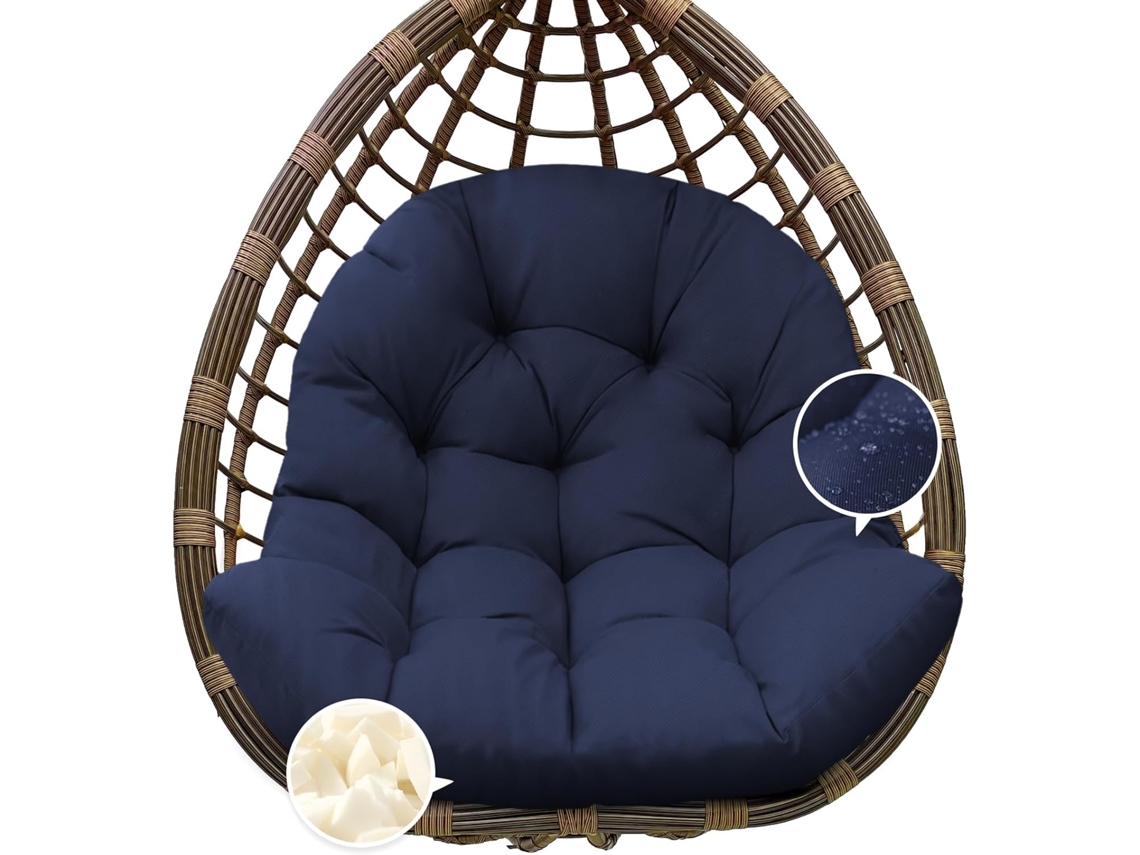 Elysve Almofada Impermeável Para Cadeira De Exterior Em Forma De Ovo Dimensões: 47x33x7 Polegadas Azul