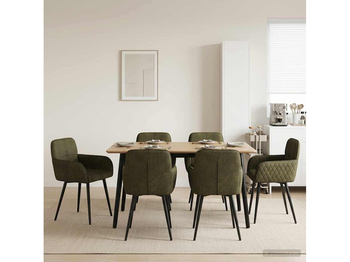 Vidaxl Cadeiras De Jantar 6 Unid. Couro Suede Sintético Verde Exército