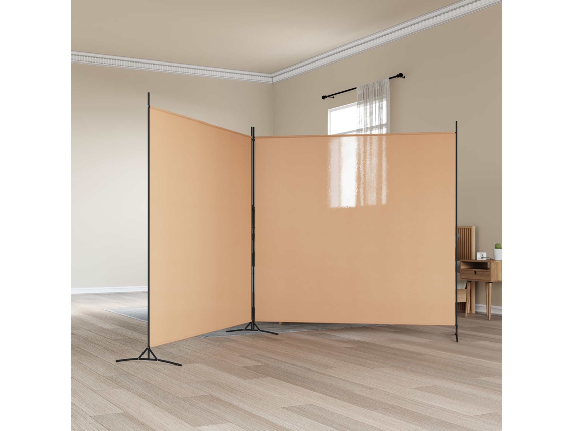 Vidaxl Divisória De Quarto De 2 Painéis Bege 348 X 180 Cm Tecido