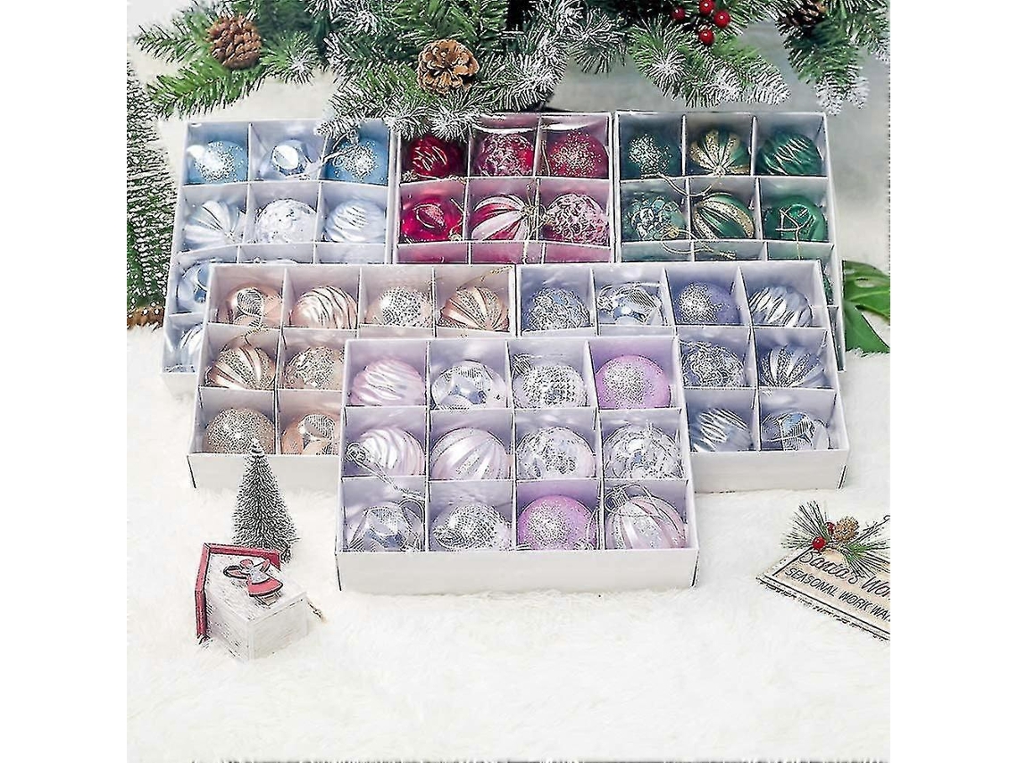 Conjunto De 12 Bolas De Natal Em Plástico Resistente Com 6 Cm