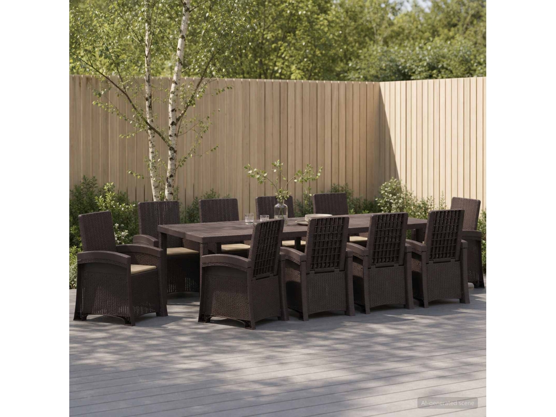 Vidaxl Conjunto De Jantar Para Jardim 11 Unid. Pp