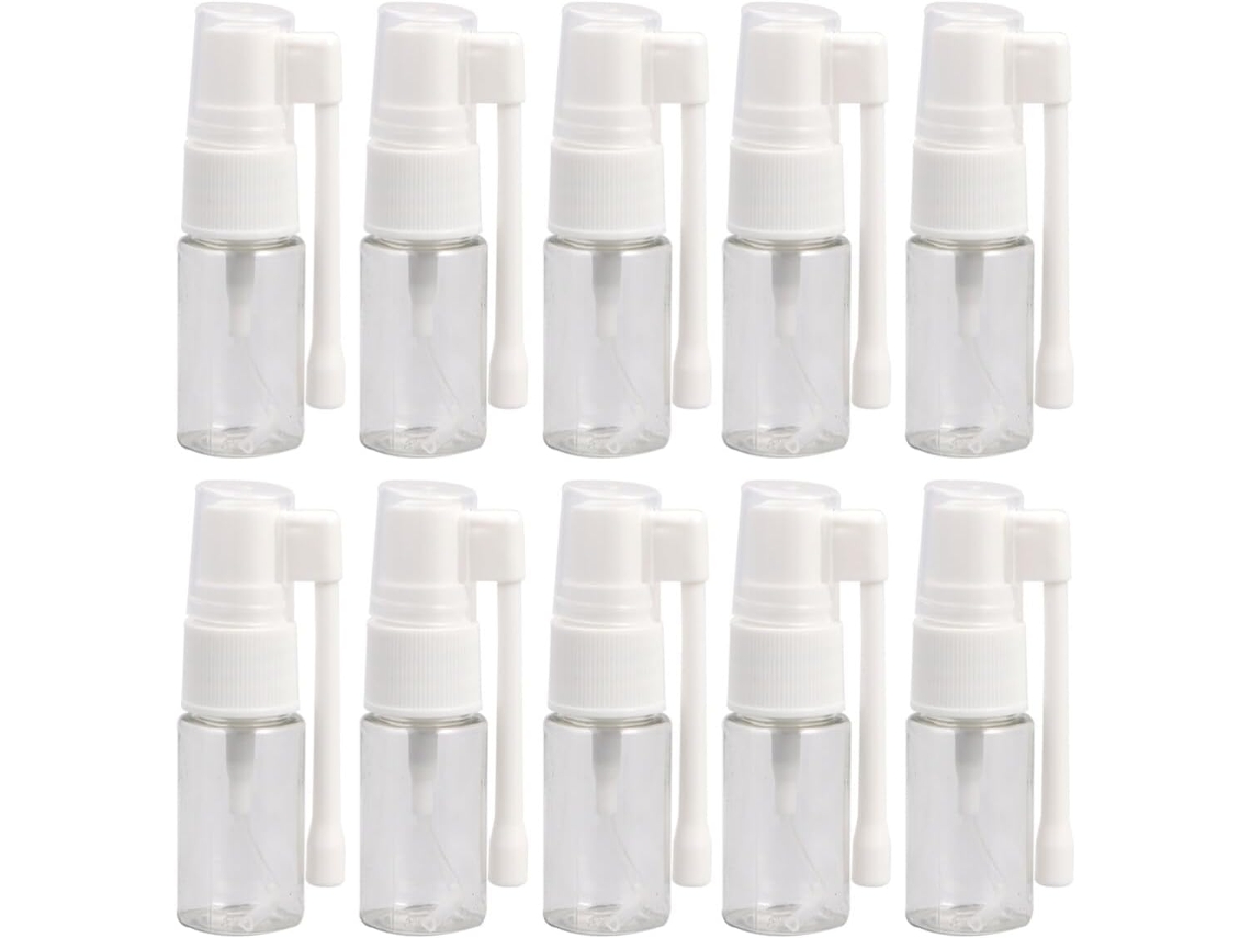 Conjunto de 10 frascos spray PET com rotação de 360°, 10 ml, leves e multifuncionais.