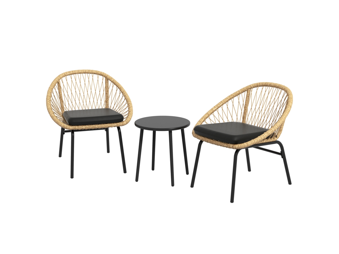 Conjunto De Mesa, Móveis De Jardim, 2 Poltronas E Amarelo, Pátio De Raitan
