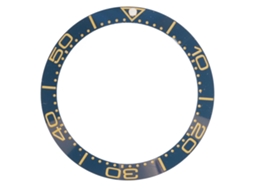 Insert de Bezel de Relógio Cerâmica 38mm Aro de Substituição com Dígitos Dourados e Base Azul