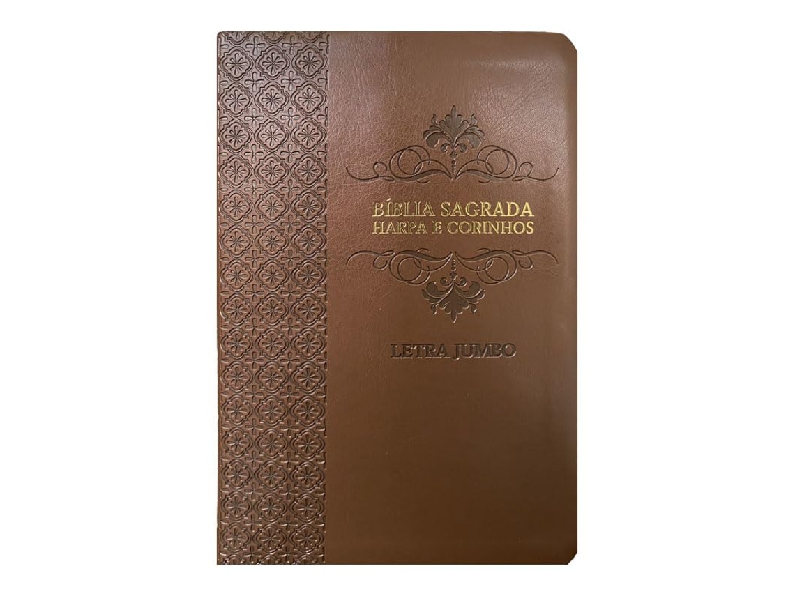 Livro Bíblia L. Jumbo Arc Full Color Capa Pu Luxo C/ Harpa - Arabesco Marrom De Diversos (português Do Brasil)