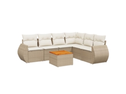 Conjunto de 7 Sofás para Jardim com Almofadões Vime Pe Bege MAISON EXCLUSIVE (7 pcs)