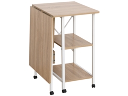 Artigo: Mesa Dobrável Portátil Com Rodas, Modelo De Escritório Em Mdf 107 X 55 76 Natural, Cm