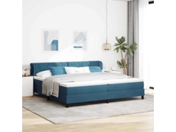 Vidaxl Cama Box Com Cabeceira Azul Escuro 200 X 200 Cm Veludo
