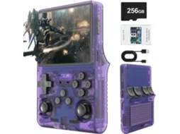 Consola Retro Portátil R40s Pro 30.000 Jogos Hd | Tela 4.5 | Cartão 256gb | Bateria 3800mah | Roxo Transparente Zruxe