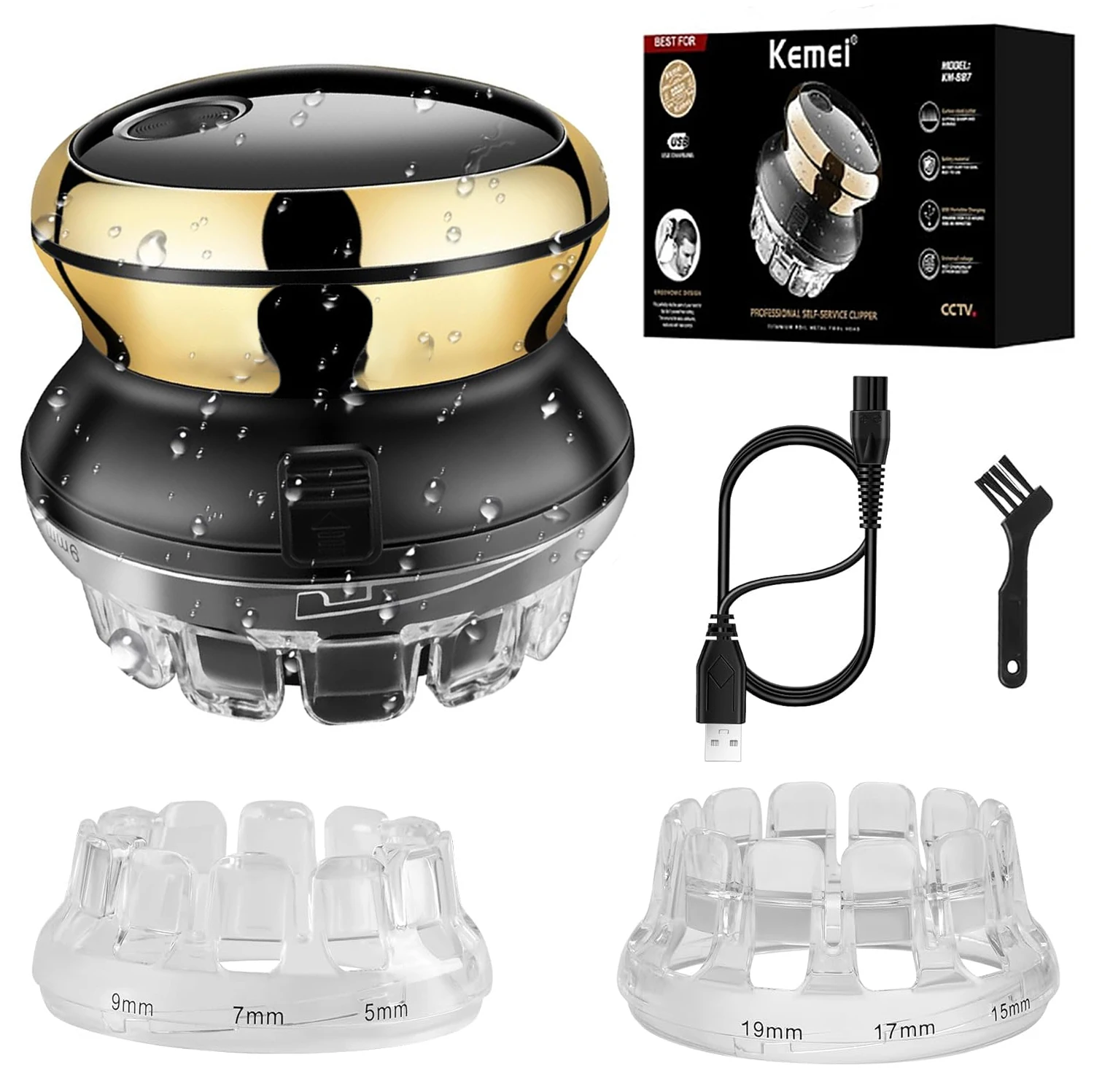 (dourado) Máquina De Cortar Cabelo Elétrica Rotativa De Corte Uniforme, Kit De Ajuste Rápido Lavável Para Homens