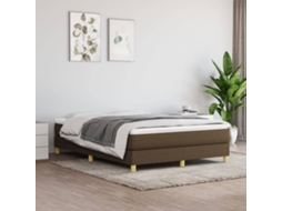 Vidaxl Cama com Molas/colchão 140x200 Cm Tecido Castanho escuro