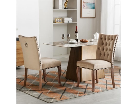 Cadeira De Veludo Dreammespace Conjunto De 2 Estrutura Em Madeira Maciça Conforto Moderno Estilo Campestre
