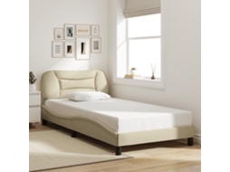 Estrutura De Cama Sem Colchão 100x200 Cm Tecido Cor Creme