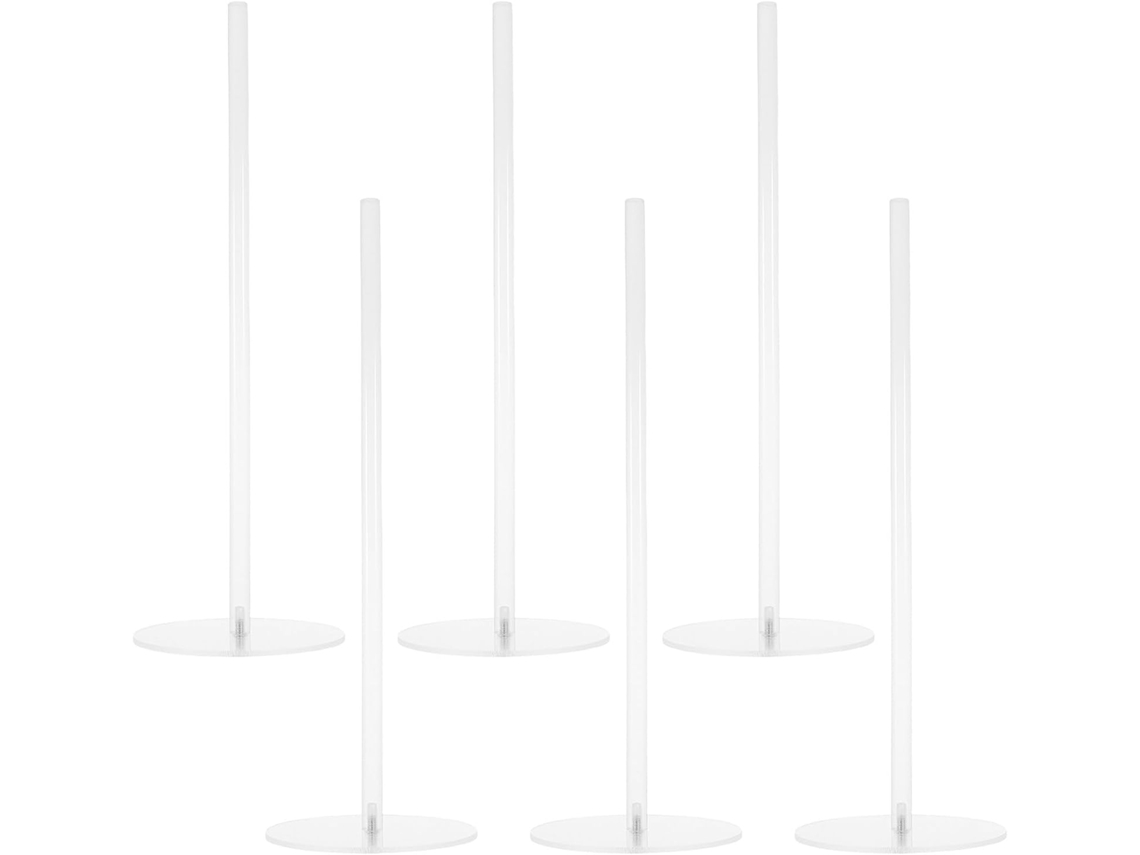 Organizador vertical adesivo com 6 peças e base acrílica antiderrapante para materiais de artesanato em mesas.