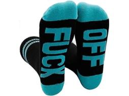 Coshang Fuck Off Meias Unissex Engraado Funky Algodo Novidade Crew Socsk Gift Dress Tube Stocking Presentes De Natal, Cu Azul Hengjian