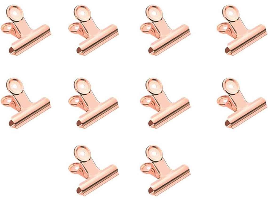 Clips de mesa Luxshiny em aço inoxidável dourado com mola e fixação segura, pacote com 10 unidades.