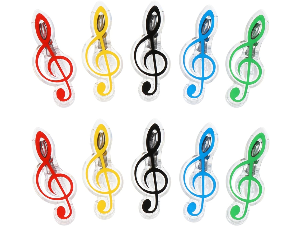 Conjunto Angooily com 10 alfinetes de plástico para partituras, mini alfinetes para partituras, acessórios práticos para organizar suas partituras.