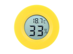 Termômetro Higrômetro Digital LCD, Embutido, Mini Circular, para Interior, Amarelo | S/MARCA