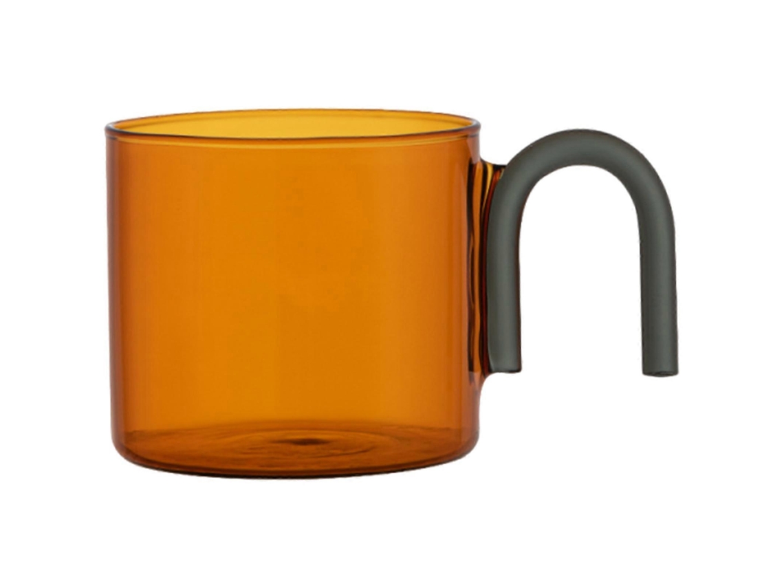 Copo De Vidro De Alta Boro Silicato Transparente Elegante Com Alça, Caneca Térmica Para Café Para Casa E Escritório, Cor Âmbar