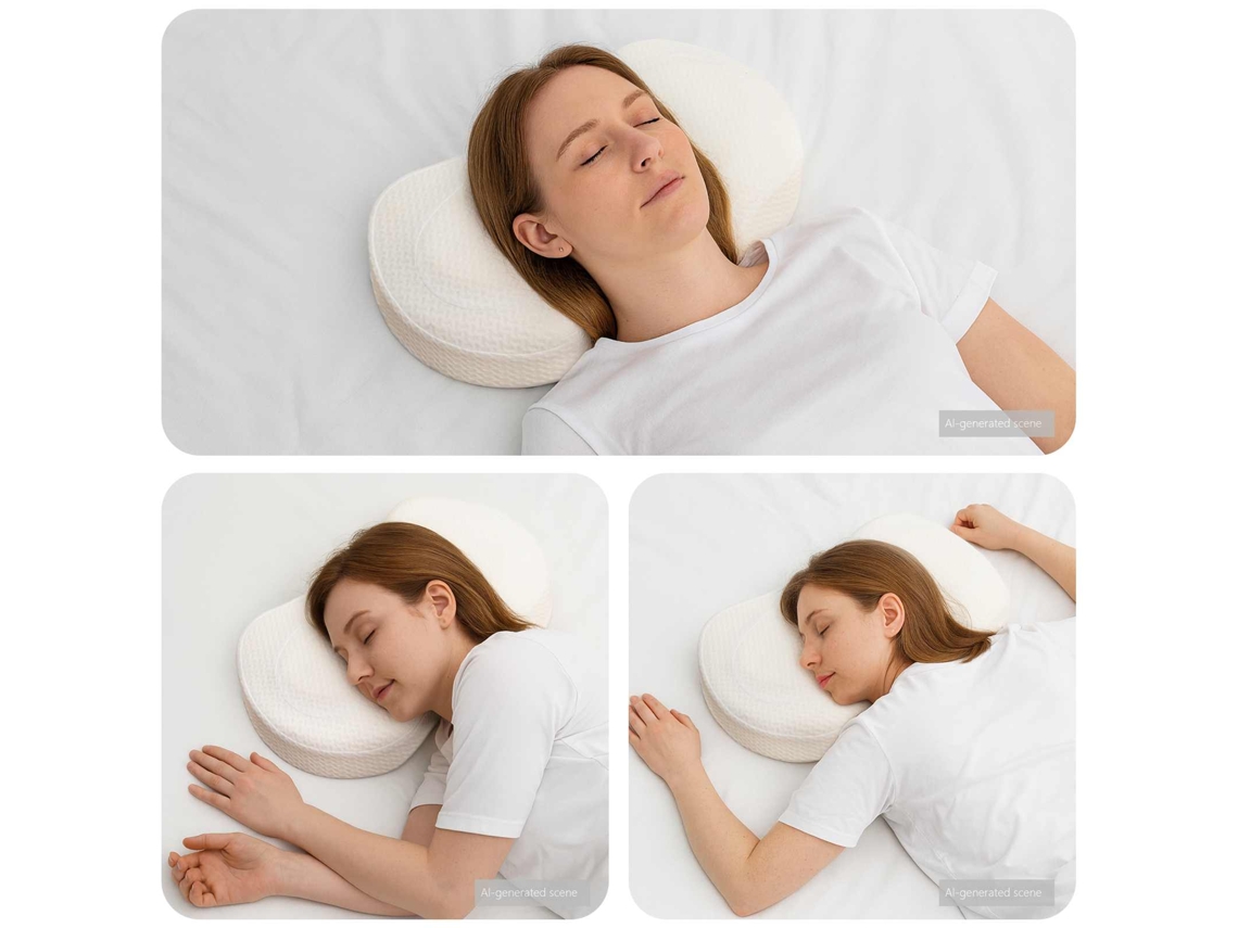 Vidaxl Almofada Cervical Branco Espuma De Memória 53 X 35 X 11 Cm