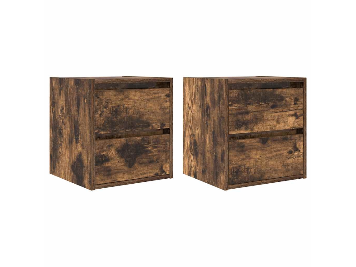 Mesas de Cabeceira de Parede 2 Pcs em Carvalho Fumado MAISON EXCLUSIVE (38x34x40 cm)