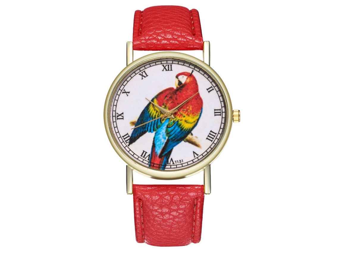 Relógio de Pulseira Unissex de Quartzo com Pulseira de Couro Artificial Zhoulianfa (vermelho)