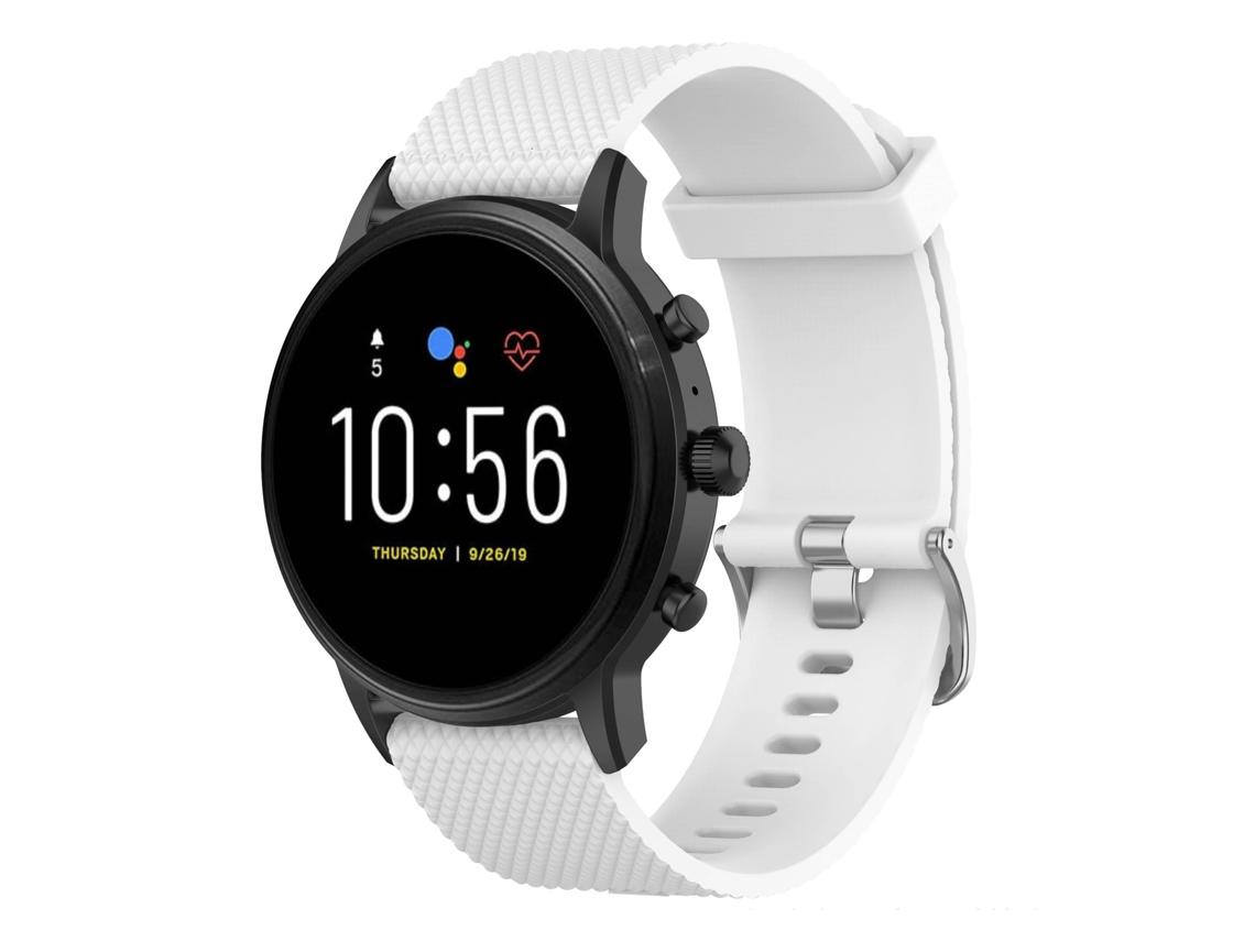 Bracelete de relógio de silicone com textura de 22 mm para Fossil Gen 5 Carlyle, Gen 5 Julianna, Gen 5 Garrett, Gen 5 Carlyle HR (branca)