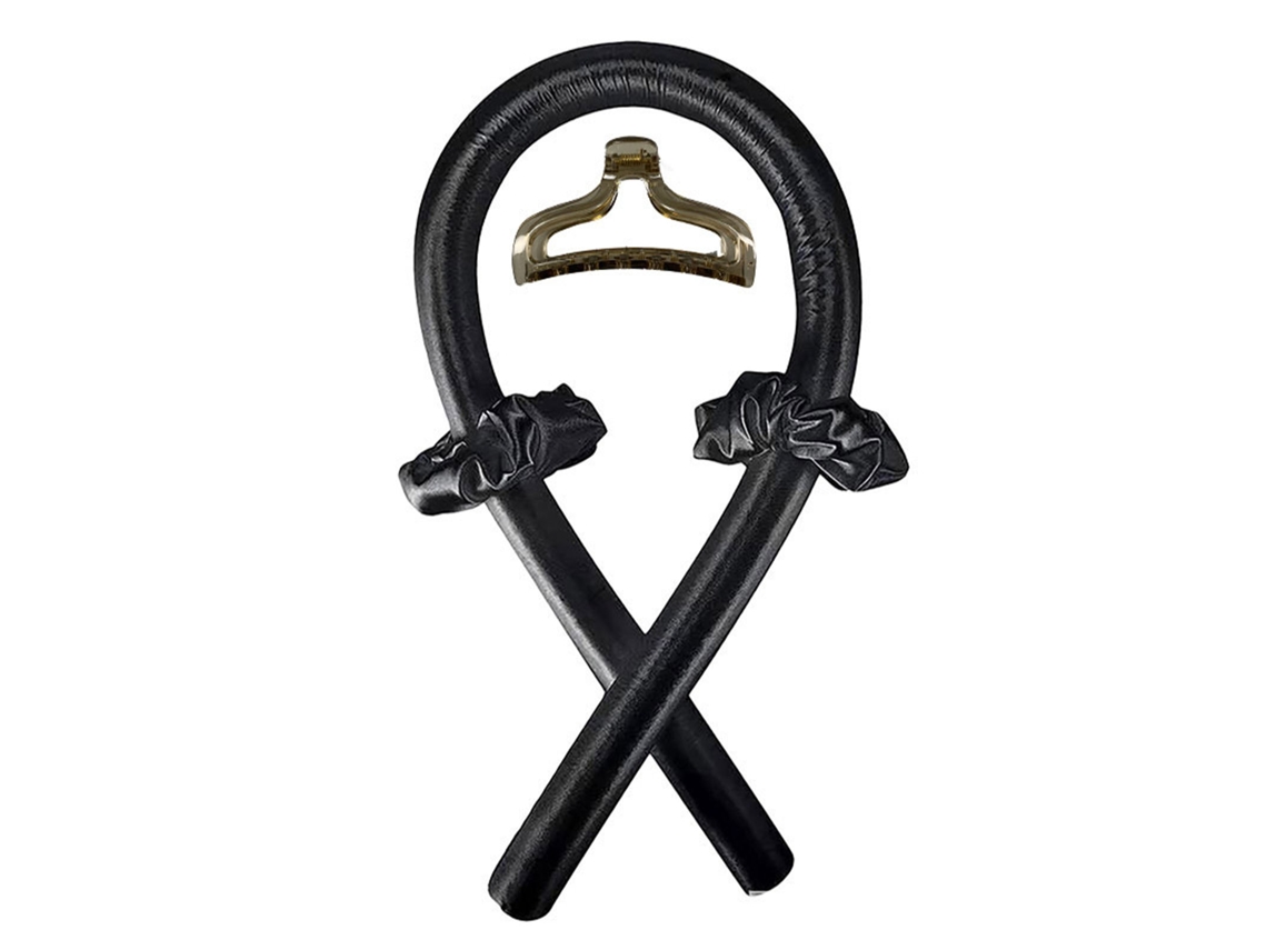 2026 4pcs Rodillo de Rizado Sin Calor Reutilizable Con Clip de Pelo Cinta Suave Rizador de Pelo Negro