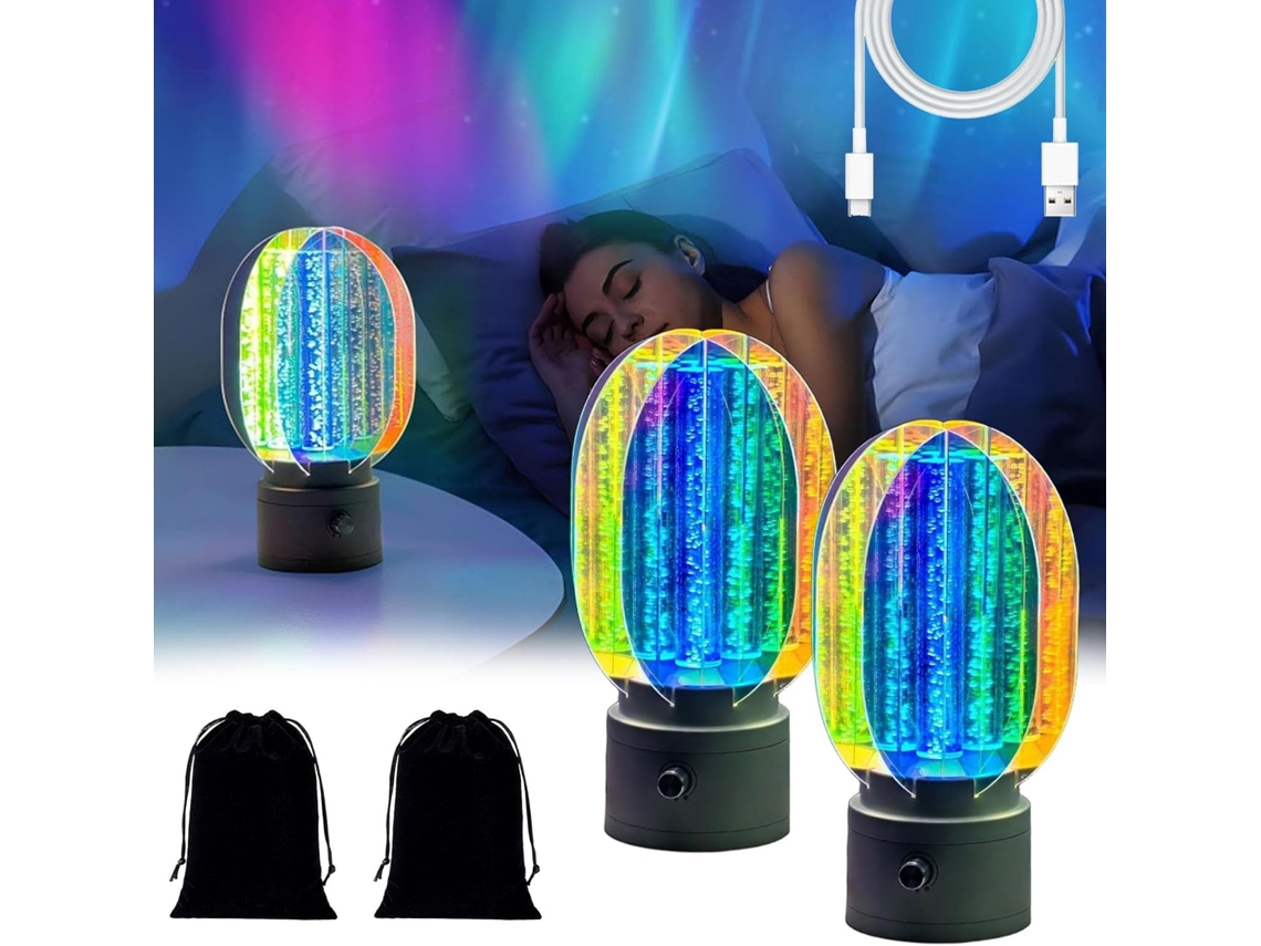 Luminária Noturna Aurora 3d Giratória Com Brilho Ajustável Para Um