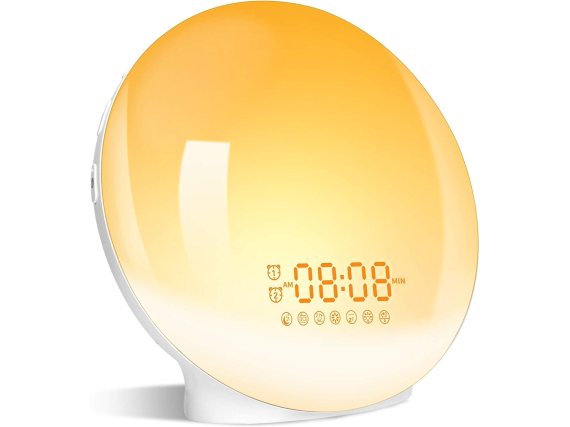 Despertador Sunrise Com Luz Led, 20 Níveis De Brilho, 7 Cores, Alarme Duplo, Compatível Com Philips Hue Jsr