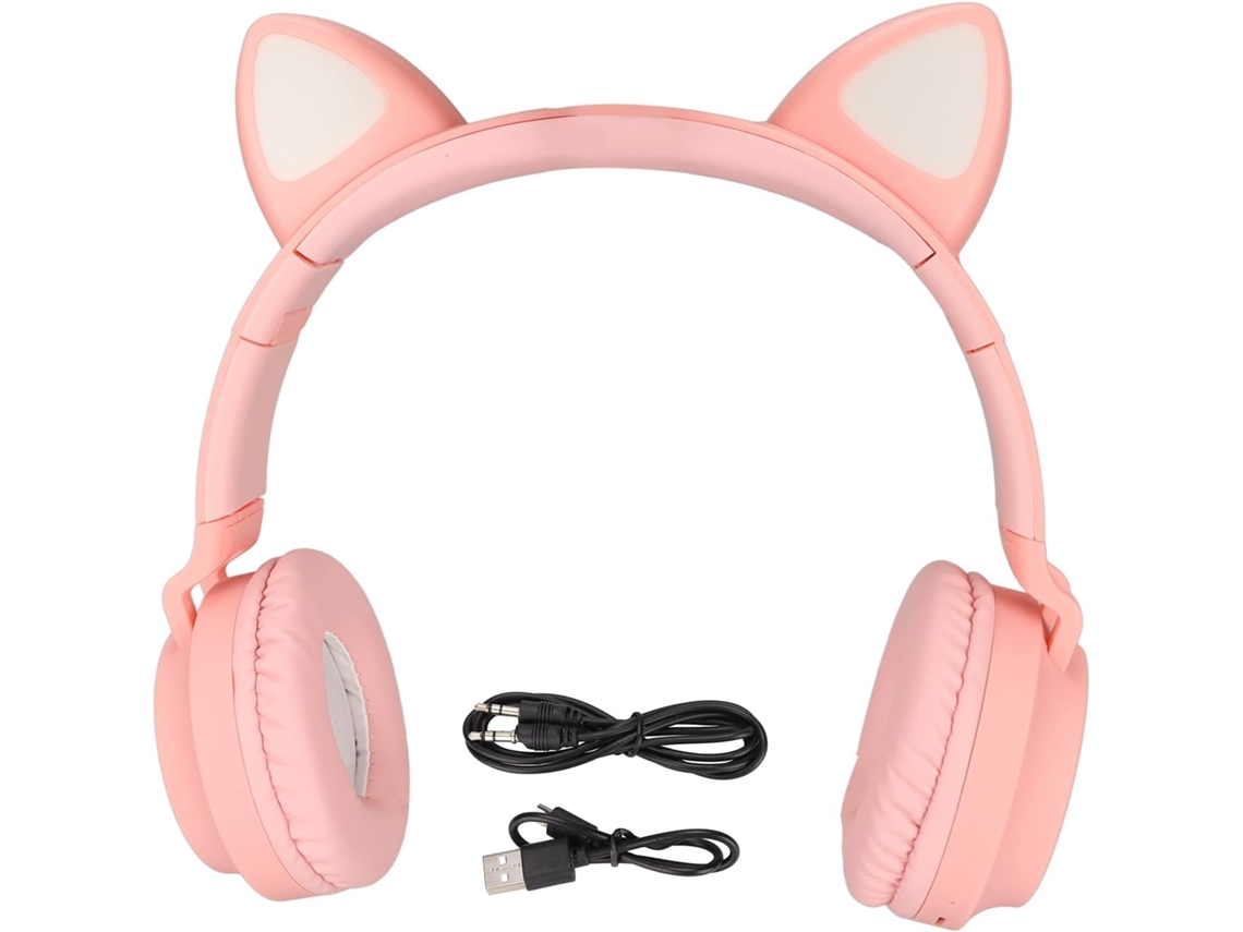 Fone De Ouvido Gamer Com Orelhas Gato, Graves Profundos, Som De Alta Qualidade, Luz Led, Dobrável, Design Fofo Com