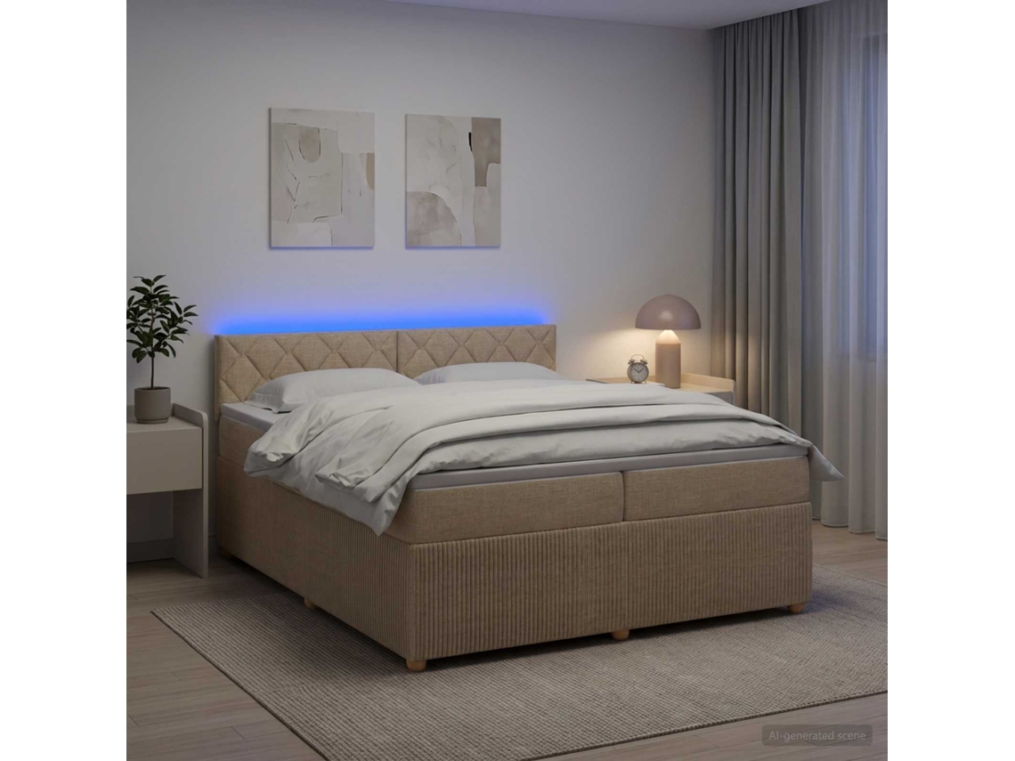 Vidaxl Cama Box Spring Com Colchão Creme 200 X 200 Cm Tecido