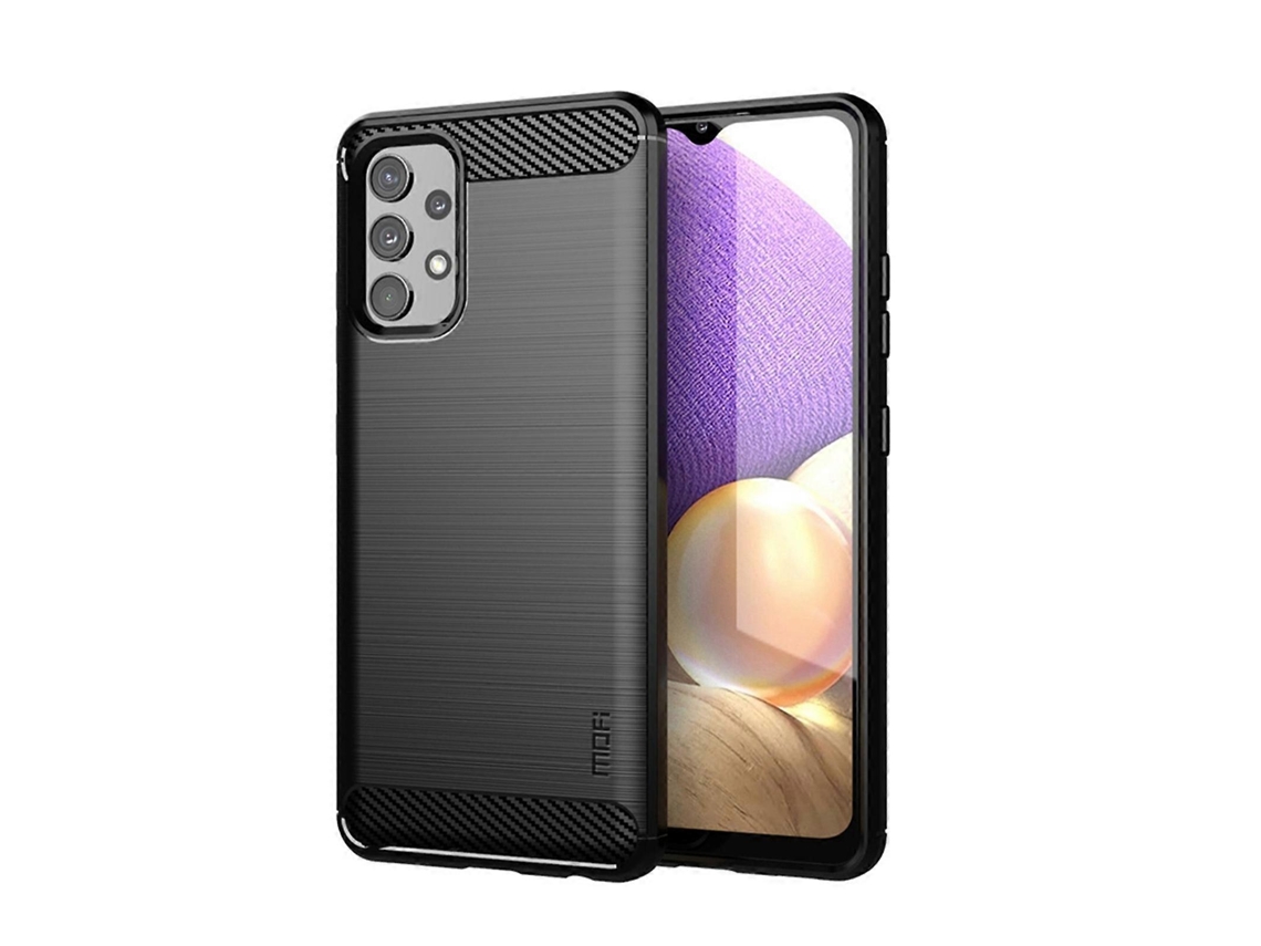 Capa De Tpu Macio Com Textura Escovada Em Fibra De Carbono Para Samsung Galaxy A32 4g (versão Ue) Mofi Gentleness Series (preta)