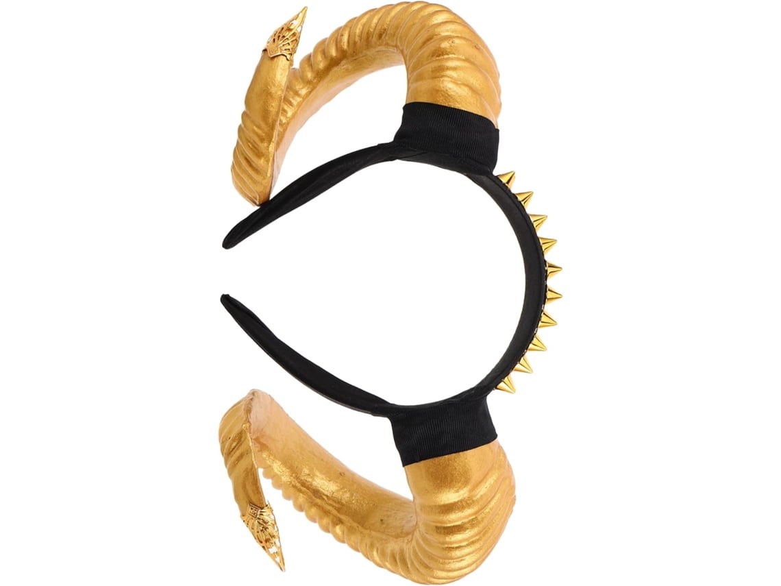 Tiara Com Chifres De Ovelha Dourados Para Festa Punk De Halloween, Acessório Para Cosplay De Veado.