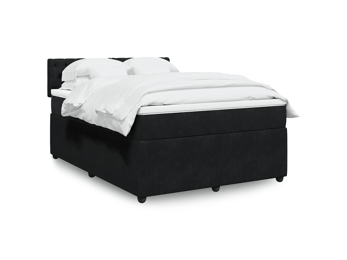 Cama Com Molas/colchão 140x190 Cm Veludo Preto