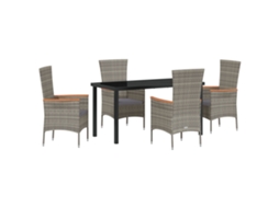 Conjunto 5 De Jantar Para Jardim De Vidaxl Com Almofadas Cinza Rattan Poly