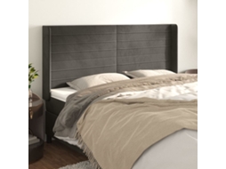 Cabecero con Alas de Terciopelo 163x16x118/128 cm Gris Oscuro