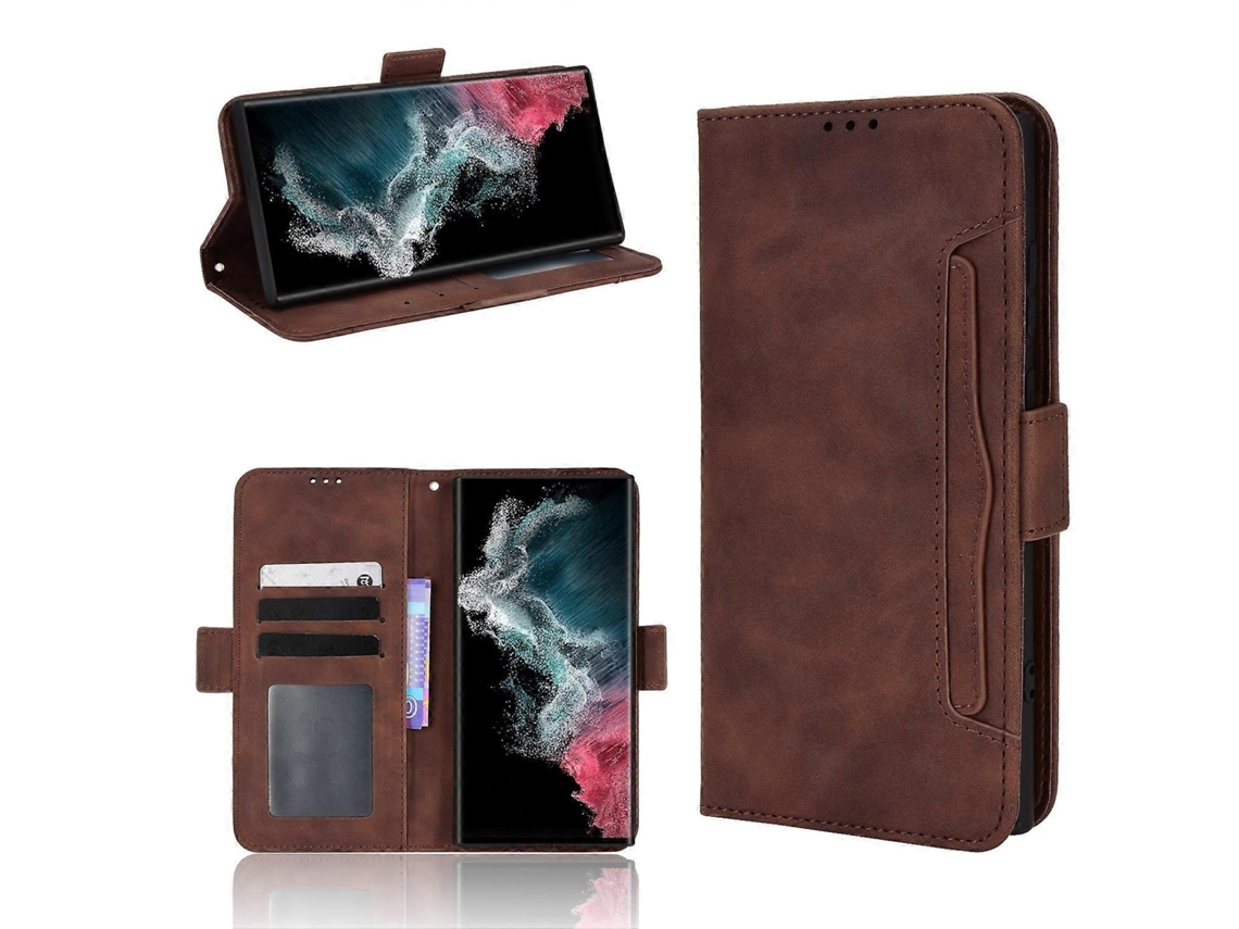 Capa De Couro Com Estampa De Bezerro E Toque De Pele Para Samsung Galaxy S22 Ultra 5g