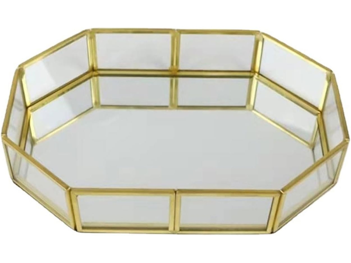 Bandeja de Ouro SFUSHOS, para joias e cosméticos, com bordas arredondadas