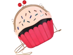 Bolsa De Ombro Criativa Em Couro Pu Com Estampa De Bolo De Glacê Vermelho, Versátil E Ideal Para O Uso Diário Feminino.
