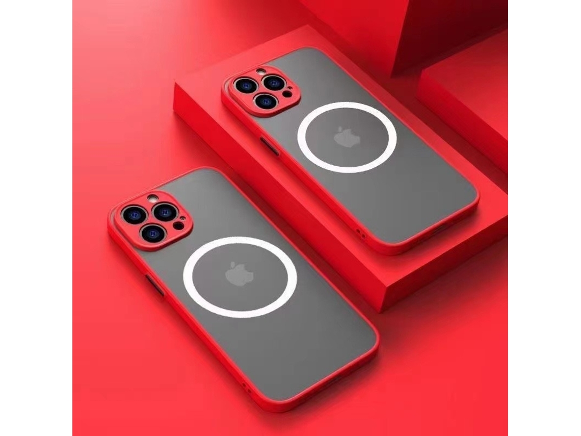 Capa Para Iphone 17 Pro Max Vermelha Magnética Com Acabamento Em Spray Fosco E Toque Suave
